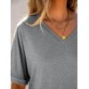 imageANRABESS Womens Oversized T Shirts Short Sleeve V Neck Summer Tops Casual Loose Basic Plain Tee Shirts 2025 Clothes OutfitsGray