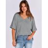 imageANRABESS Womens Oversized T Shirts Short Sleeve V Neck Summer Tops Casual Loose Basic Plain Tee Shirts 2025 Clothes OutfitsGray