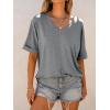 imageANRABESS Womens Oversized T Shirts Short Sleeve V Neck Summer Tops Casual Loose Basic Plain Tee Shirts 2025 Clothes OutfitsGray