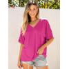imageANRABESS Womens Oversized T Shirts Short Sleeve V Neck Summer Tops Casual Loose Basic Plain Tee Shirts 2025 Clothes OutfitsHot Pink