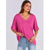 imageANRABESS Womens Oversized T Shirts Short Sleeve V Neck Summer Tops Casual Loose Basic Plain Tee Shirts 2025 Clothes OutfitsHot Pink