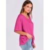 imageANRABESS Womens Oversized T Shirts Short Sleeve V Neck Summer Tops Casual Loose Basic Plain Tee Shirts 2025 Clothes OutfitsHot Pink