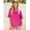 imageANRABESS Womens Oversized T Shirts Short Sleeve V Neck Summer Tops Casual Loose Basic Plain Tee Shirts 2025 Clothes OutfitsHot Pink