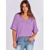 imageANRABESS Womens Oversized T Shirts Short Sleeve V Neck Summer Tops Casual Loose Basic Plain Tee Shirts 2025 Clothes OutfitsLilac