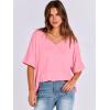 imageANRABESS Womens Oversized T Shirts Short Sleeve V Neck Summer Tops Casual Loose Basic Plain Tee Shirts 2025 Clothes OutfitsPink