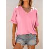 imageANRABESS Womens Oversized T Shirts Short Sleeve V Neck Summer Tops Casual Loose Basic Plain Tee Shirts 2025 Clothes OutfitsPink