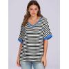 imageANRABESS Womens Oversized T Shirts Short Sleeve V Neck Summer Tops Casual Loose Basic Plain Tee Shirts 2025 Clothes OutfitsStriped Black White
