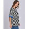 imageANRABESS Womens Oversized T Shirts Short Sleeve V Neck Summer Tops Casual Loose Basic Plain Tee Shirts 2025 Clothes OutfitsStriped Black White