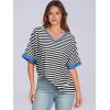 imageANRABESS Womens Oversized T Shirts Short Sleeve V Neck Summer Tops Casual Loose Basic Plain Tee Shirts 2025 Clothes OutfitsStriped Black White
