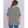 imageANRABESS Womens Oversized T Shirts Short Sleeve V Neck Summer Tops Casual Loose Basic Plain Tee Shirts 2025 Clothes OutfitsStriped Black White