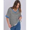 imageANRABESS Womens Oversized T Shirts Short Sleeve V Neck Summer Tops Casual Loose Basic Plain Tee Shirts 2025 Clothes OutfitsStriped Black White