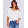 imageANRABESS Womens Oversized T Shirts Short Sleeve V Neck Summer Tops Casual Loose Basic Plain Tee Shirts 2025 Clothes OutfitsWhite