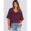 imageANRABESS Womens Oversized T Shirts Short Sleeve V Neck Summer Tops Casual Loose Basic Plain Tee Shirts 2025 Clothes OutfitsWine