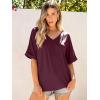 imageANRABESS Womens Oversized T Shirts Short Sleeve V Neck Summer Tops Casual Loose Basic Plain Tee Shirts 2025 Clothes OutfitsWine