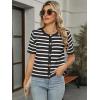 imageANRABESS Womens Short Sleeve Cardigan Sweaters Summer Casual Crew Neck Knit Striped Button Down Cropped Dressy Blouses TopsBlack White Stripe