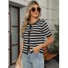 imageANRABESS Womens Short Sleeve Cardigan Sweaters Summer Casual Crew Neck Knit Striped Button Down Cropped Dressy Blouses TopsBlack White Stripe