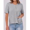 imageANRABESS Womens Short Sleeve Cardigan Sweaters Summer Casual Crew Neck Knit Striped Button Down Cropped Dressy Blouses TopsGrey