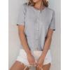 imageANRABESS Womens Short Sleeve Cardigan Sweaters Summer Casual Crew Neck Knit Striped Button Down Cropped Dressy Blouses TopsGrey