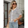 imageANRABESS Womens Short Sleeve Cardigan Sweaters Summer Casual Crew Neck Knit Striped Button Down Cropped Dressy Blouses TopsWhite Black Stripe