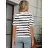 imageANRABESS Womens Short Sleeve Cardigan Sweaters Summer Casual Crew Neck Knit Striped Button Down Cropped Dressy Blouses TopsWhite Black Stripe