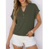 imageANRABESS Womens Short Sleeve Henley Tops V Neck Dressy Casual Loose Fit Shirts Summer Flowy Blouses 2025 Trendy ClothesArmy Green