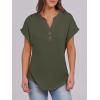 imageANRABESS Womens Short Sleeve Henley Tops V Neck Dressy Casual Loose Fit Shirts Summer Flowy Blouses 2025 Trendy ClothesArmy Green