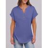 imageANRABESS Womens Short Sleeve Henley Tops V Neck Dressy Casual Loose Fit Shirts Summer Flowy Blouses 2025 Trendy ClothesBlue Gray