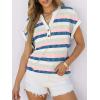 imageANRABESS Womens Short Sleeve Henley Tops V Neck Dressy Casual Loose Fit Shirts Summer Flowy Blouses 2025 Trendy ClothesBlue Pink Strip