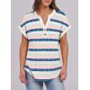 imageANRABESS Womens Short Sleeve Henley Tops V Neck Dressy Casual Loose Fit Shirts Summer Flowy Blouses 2025 Trendy ClothesBlue Pink Strip