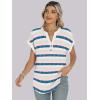 imageANRABESS Womens Short Sleeve Henley Tops V Neck Dressy Casual Loose Fit Shirts Summer Flowy Blouses 2025 Trendy ClothesBlue Pink Strip