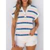imageANRABESS Womens Short Sleeve Henley Tops V Neck Dressy Casual Loose Fit Shirts Summer Flowy Blouses 2025 Trendy ClothesBlue Pink Strip