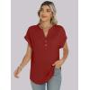 imageANRABESS Womens Short Sleeve Henley Tops V Neck Dressy Casual Loose Fit Shirts Summer Flowy Blouses 2025 Trendy ClothesBrick Red