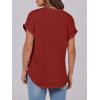 imageANRABESS Womens Short Sleeve Henley Tops V Neck Dressy Casual Loose Fit Shirts Summer Flowy Blouses 2025 Trendy ClothesBrick Red