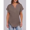 imageANRABESS Womens Short Sleeve Henley Tops V Neck Dressy Casual Loose Fit Shirts Summer Flowy Blouses 2025 Trendy ClothesBrown