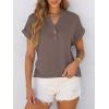 imageANRABESS Womens Short Sleeve Henley Tops V Neck Dressy Casual Loose Fit Shirts Summer Flowy Blouses 2025 Trendy ClothesBrown