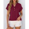 imageANRABESS Womens Short Sleeve Henley Tops V Neck Dressy Casual Loose Fit Shirts Summer Flowy Blouses 2025 Trendy ClothesBurgundy