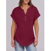 imageANRABESS Womens Short Sleeve Henley Tops V Neck Dressy Casual Loose Fit Shirts Summer Flowy Blouses 2025 Trendy ClothesBurgundy