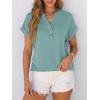 imageANRABESS Womens Short Sleeve Henley Tops V Neck Dressy Casual Loose Fit Shirts Summer Flowy Blouses 2025 Trendy ClothesCadet Blue