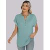imageANRABESS Womens Short Sleeve Henley Tops V Neck Dressy Casual Loose Fit Shirts Summer Flowy Blouses 2025 Trendy ClothesCadet Blue