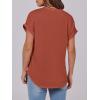 imageANRABESS Womens Short Sleeve Henley Tops V Neck Dressy Casual Loose Fit Shirts Summer Flowy Blouses 2025 Trendy ClothesCaramel Brown
