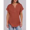 imageANRABESS Womens Short Sleeve Henley Tops V Neck Dressy Casual Loose Fit Shirts Summer Flowy Blouses 2025 Trendy ClothesCaramel Brown
