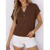 imageANRABESS Womens Short Sleeve Henley Tops V Neck Dressy Casual Loose Fit Shirts Summer Flowy Blouses 2025 Trendy ClothesCoffee