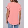imageANRABESS Womens Short Sleeve Henley Tops V Neck Dressy Casual Loose Fit Shirts Summer Flowy Blouses 2025 Trendy ClothesCoral