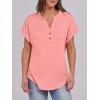 imageANRABESS Womens Short Sleeve Henley Tops V Neck Dressy Casual Loose Fit Shirts Summer Flowy Blouses 2025 Trendy ClothesCoral
