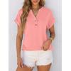 imageANRABESS Womens Short Sleeve Henley Tops V Neck Dressy Casual Loose Fit Shirts Summer Flowy Blouses 2025 Trendy ClothesCoral