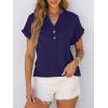 imageANRABESS Womens Short Sleeve Henley Tops V Neck Dressy Casual Loose Fit Shirts Summer Flowy Blouses 2025 Trendy ClothesDark Blue