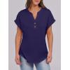 imageANRABESS Womens Short Sleeve Henley Tops V Neck Dressy Casual Loose Fit Shirts Summer Flowy Blouses 2025 Trendy ClothesDark Blue