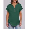 imageANRABESS Womens Short Sleeve Henley Tops V Neck Dressy Casual Loose Fit Shirts Summer Flowy Blouses 2025 Trendy ClothesDark Green