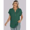 imageANRABESS Womens Short Sleeve Henley Tops V Neck Dressy Casual Loose Fit Shirts Summer Flowy Blouses 2025 Trendy ClothesDark Green