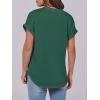 imageANRABESS Womens Short Sleeve Henley Tops V Neck Dressy Casual Loose Fit Shirts Summer Flowy Blouses 2025 Trendy ClothesDark Green